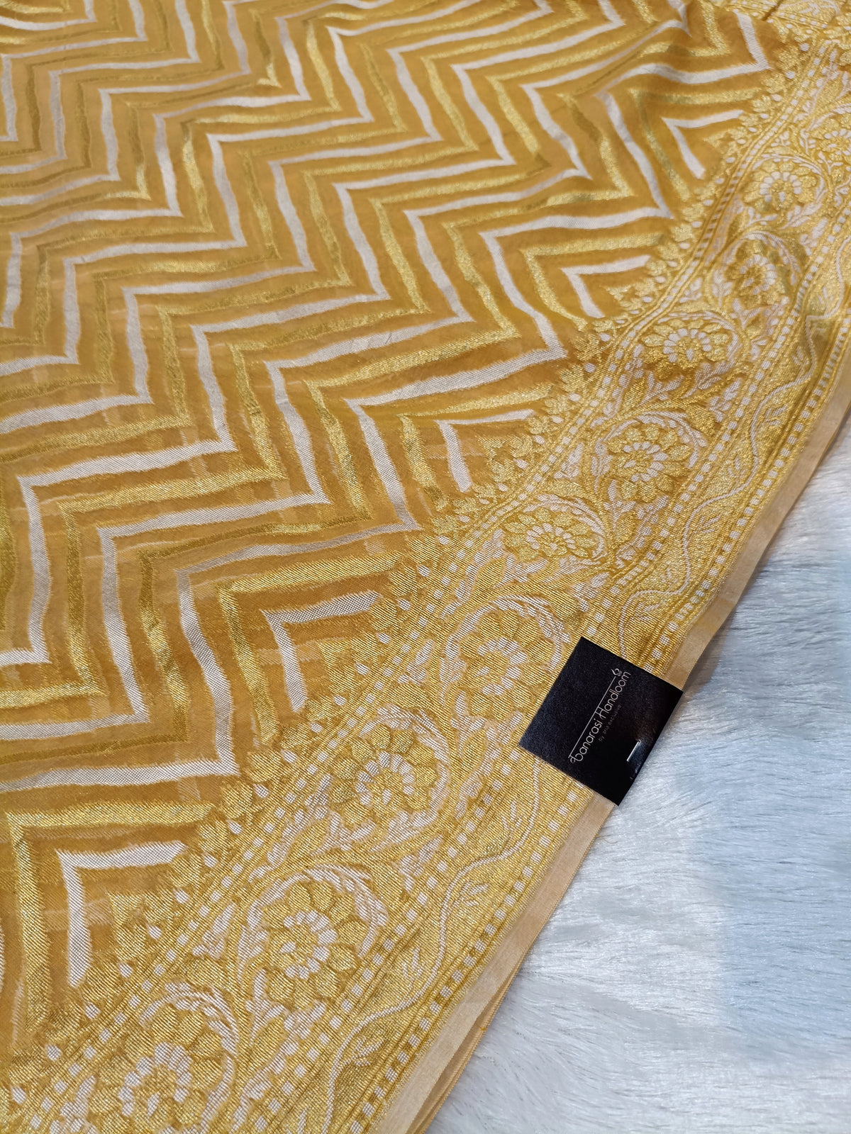 Mustard Yellow Shade Handwoven Kataan Ektara Muslin Jamdani