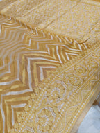 Mustard Yellow Shade Handwoven Kataan Ektara Muslin Jamdani