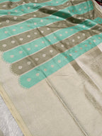 Sea Green Olive Shade Handwoven Kataan Silk Rangkaat Banarasi