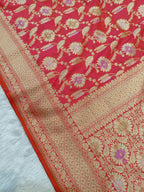 Orange Shade Handwoven Kataan Silk Meenakari Jangla Banarasi