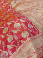 Orange Shade Handwoven Kataan Silk Meenakari Jangla Banarasi
