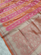 Peach Pink Shade Handwoven Kataan Silk Rangkaat Banarasi