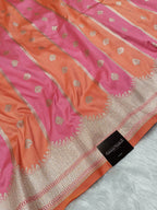 Peach Pink Shade Handwoven Kataan Silk Rangkaat Banarasi