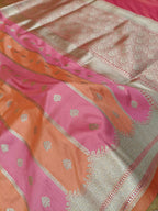 Peach Pink Shade Handwoven Kataan Silk Rangkaat Banarasi