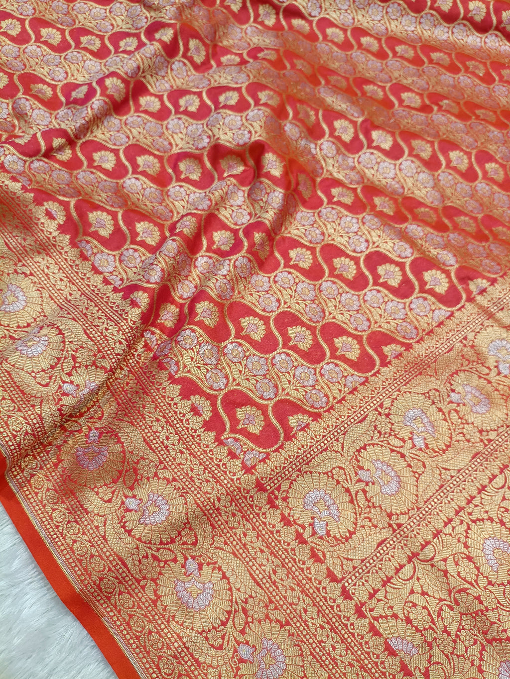 Soft Orange Shade Handwoven Kataan Silk Saree