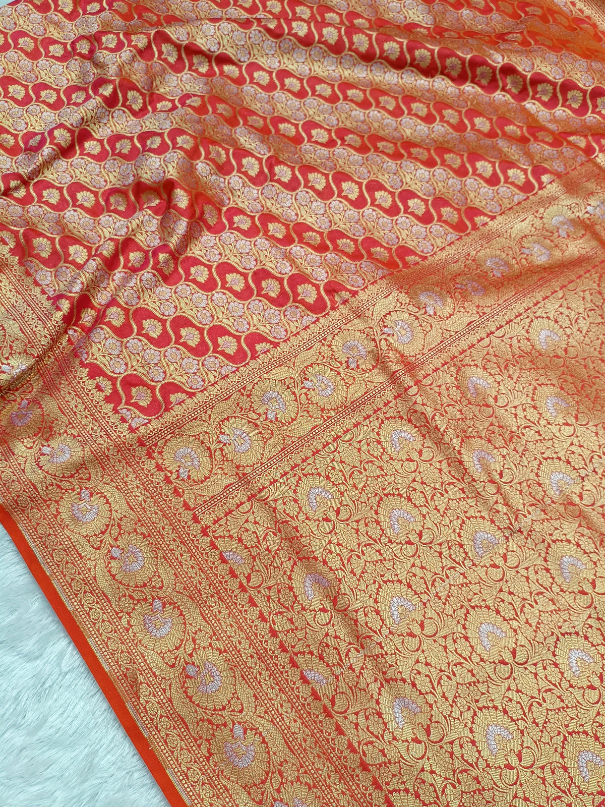 Soft Orange Shade Handwoven Kataan Silk Saree