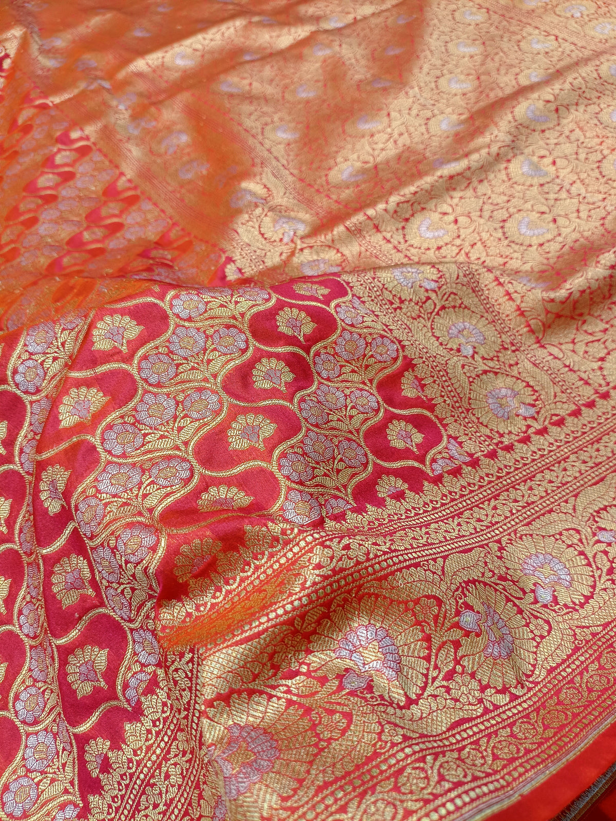 Soft Orange Shade Handwoven Kataan Silk Saree