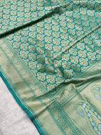Sea Green Shade Handwoven Kataan Silk Saree