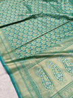 Sea Green Shade Handwoven Kataan Silk Saree