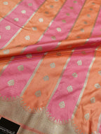Peach Pink Shade Handwoven Kataan Silk Rangkaat Banarasi