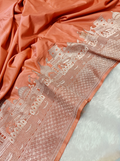 Peach Shade Handwoven Kataan Mashru Silk Banarasi Ghat Saree