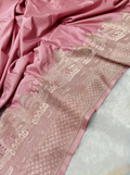 Baby Pink Shade Handwoven Kataan Mashru Silk Banaras Ghat Saree