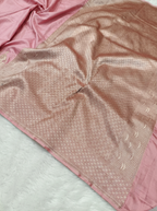 Baby Pink Shade Handwoven Kataan Mashru Silk Banaras Ghat Saree