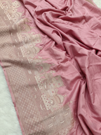 Baby Pink Shade Handwoven Kataan Mashru Silk Banaras Ghat Saree