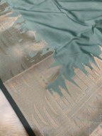 Soft Green Shade Paper Silk Banarasi Ghat Saree