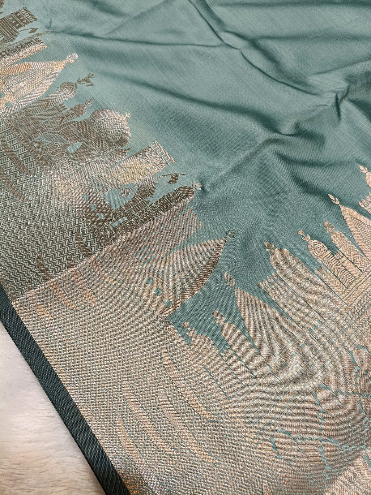 Soft Green Shade Paper Silk Banarasi Ghat Saree