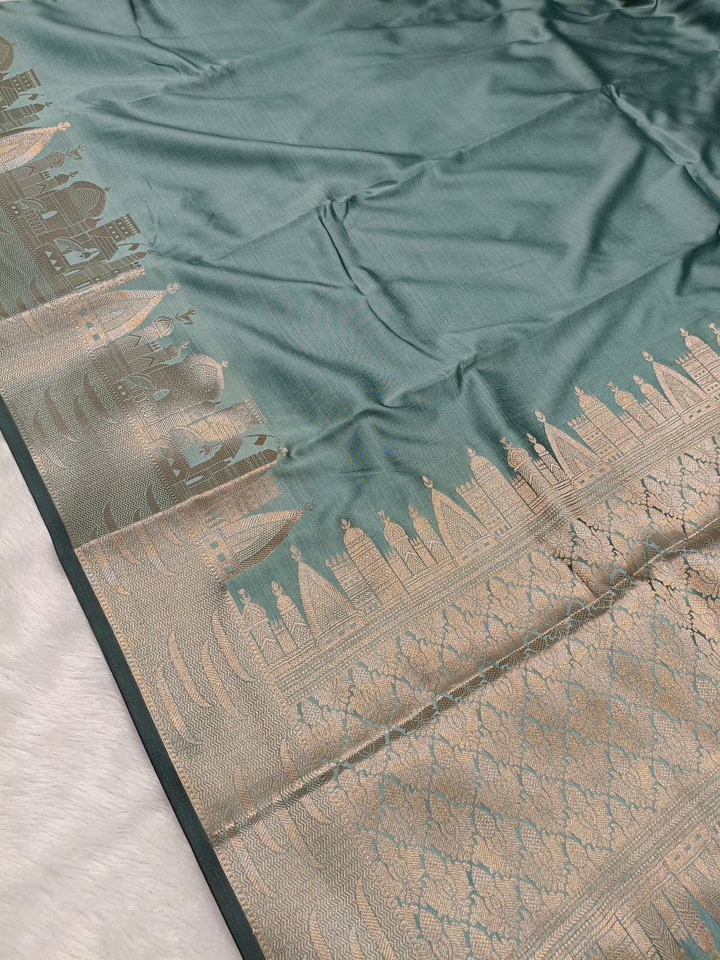 Soft Green Shade Paper Silk Banarasi Ghat Saree