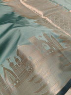 Soft Green Shade Paper Silk Banarasi Ghat Saree