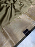 Olive Shade Paper Silk Banarasi Ghat Saree