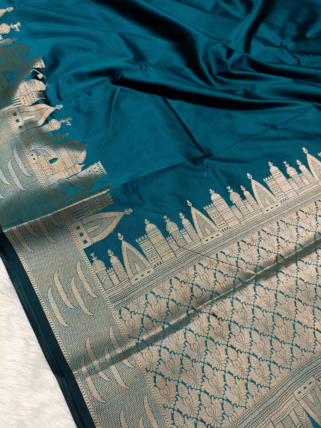 Sea Green Shade Paper Silk Banarasi Ghat Saree