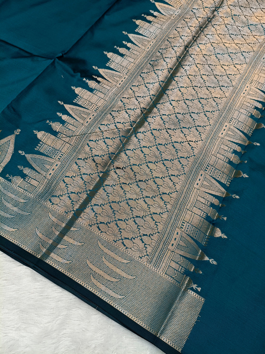 Sea Green Shade Paper Silk Banarasi Ghat Saree