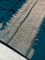 Sea Green Shade Paper Silk Banarasi Ghat Saree