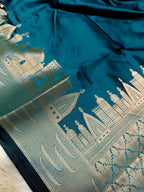Sea Green Shade Paper Silk Banarasi Ghat Saree