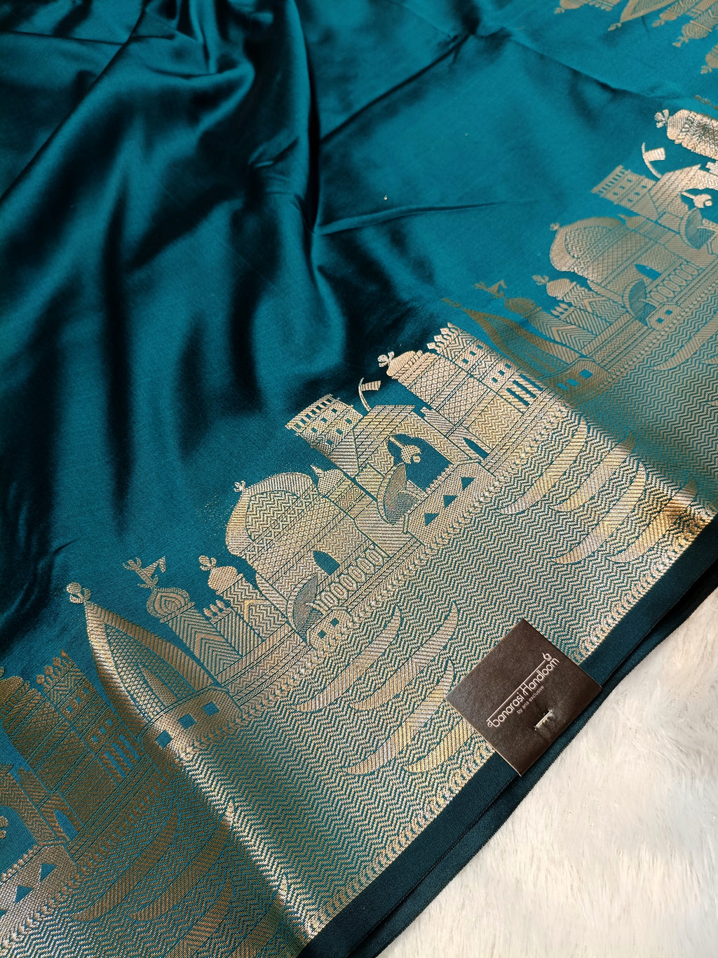 Sea Green Shade Paper Silk Banarasi Ghat Saree