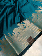 Sea Green Shade Paper Silk Banarasi Ghat Saree