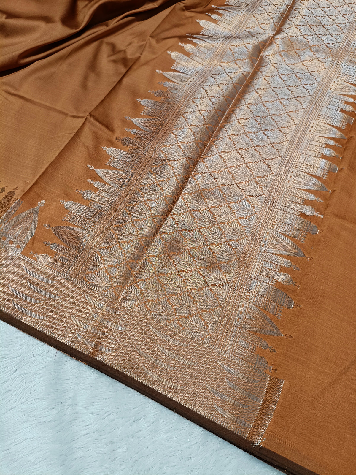 Mustard Shade Paper Silk Banarasi Ghat Saree