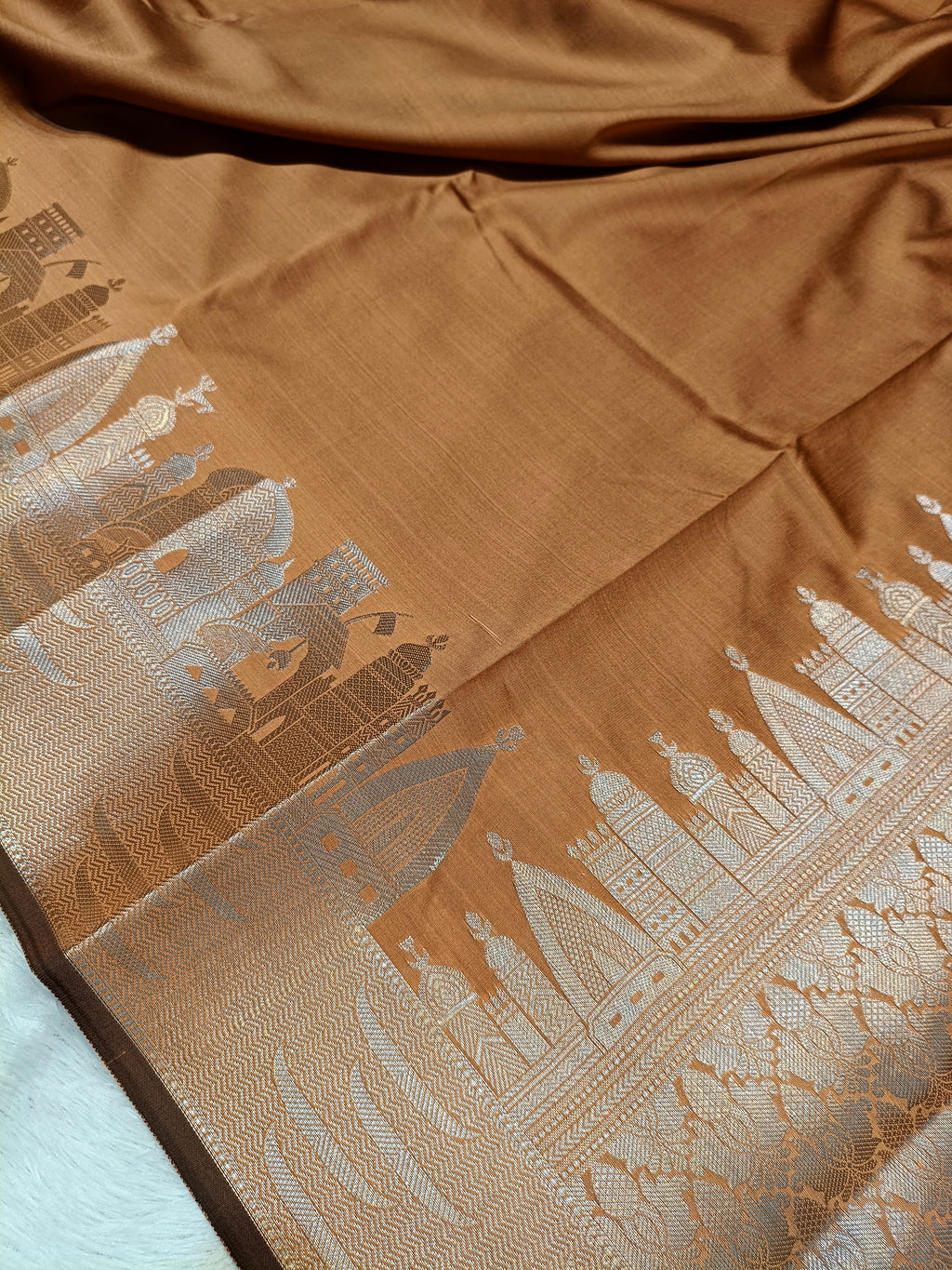 Mustard Shade Paper Silk Banarasi Ghat Saree