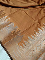 Mustard Shade Paper Silk Banarasi Ghat Saree