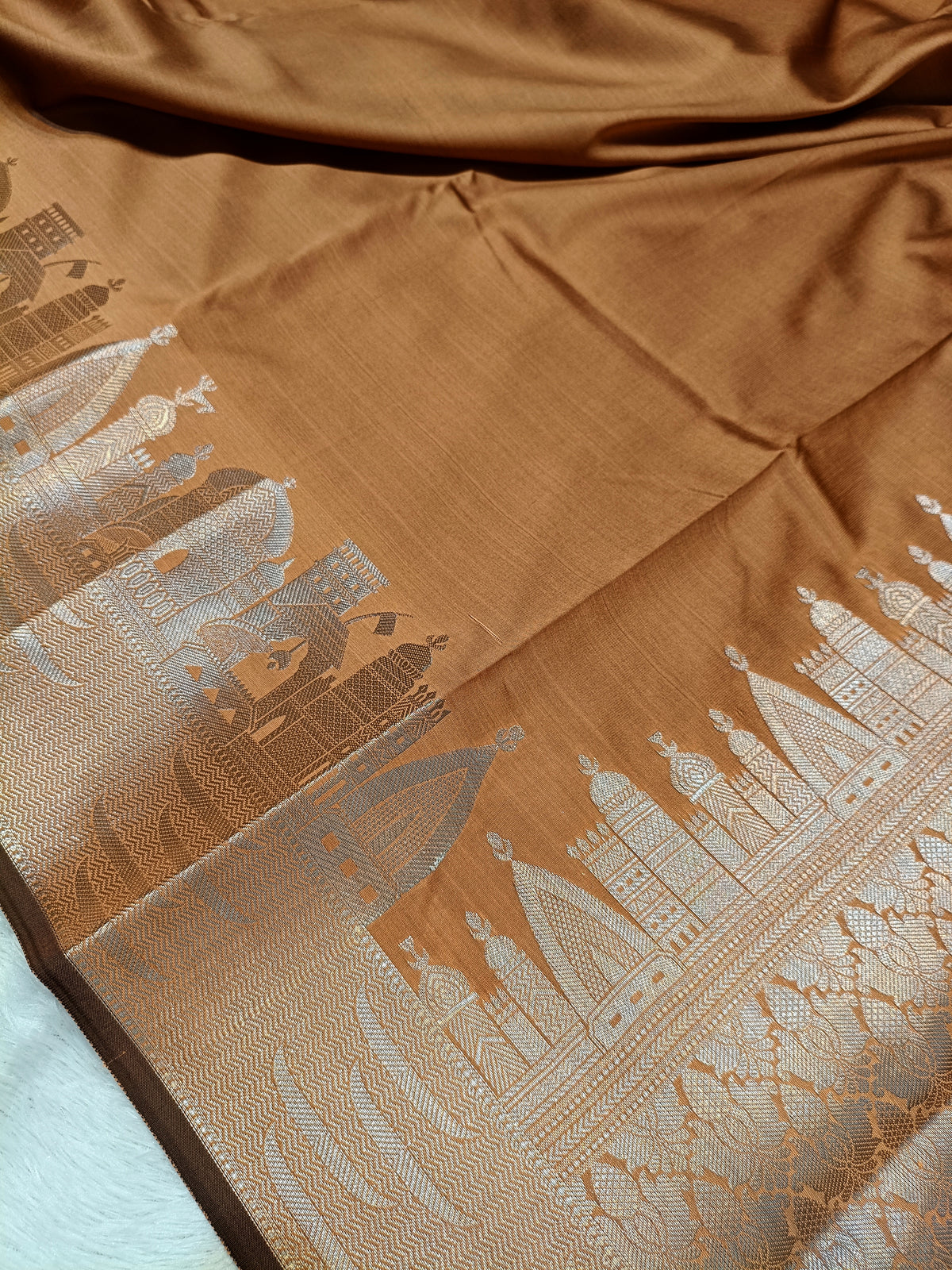 Mustard Shade Paper Silk Banarasi Ghat Saree