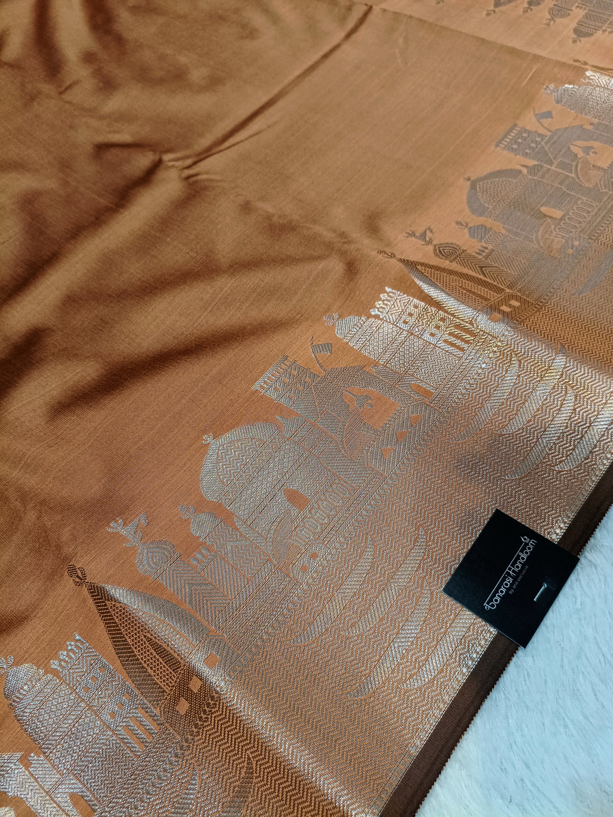 Mustard Shade Paper Silk Banarasi Ghat Saree