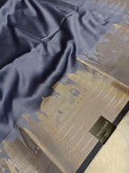 Ash Grey Shade Paper Silk Banarasi Ghat Saree