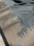 Sage Green Shade Paper Silk Banarasi Ghat Saree
