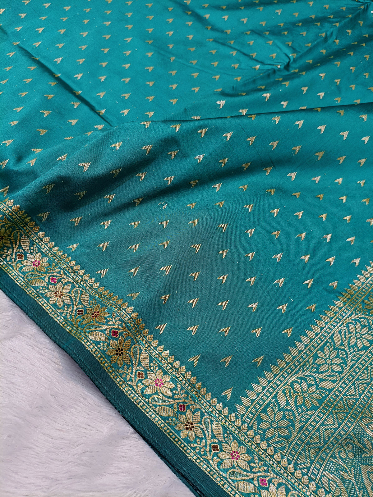 Sea Green Shade Reshmi Banarasi Silk Saree