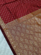 Wine Red Shade Reshmi Banarasi Silk Saree