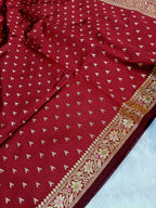 Wine Red Shade Reshmi Banarasi Silk Saree
