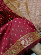 Wine Red Shade Reshmi Banarasi Silk Saree