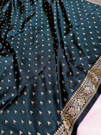 Deep Forest Green Shade Reshmi Banarasi Silk Saree