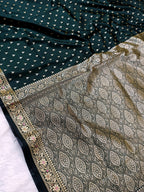 Deep Forest Green Shade Reshmi Banarasi Silk Saree