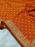 Cosmic Orange Shade Reshmi Banarasi Silk Saree
