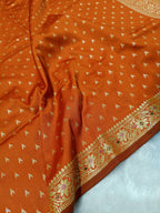 Cosmic Orange Shade Reshmi Banarasi Silk Saree