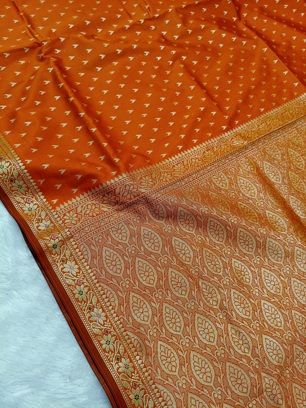 Cosmic Orange Shade Reshmi Banarasi Silk Saree