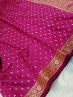 Rani Pink Shade Reshmi Banarasi Silk Saree