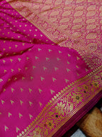 Rani Pink Shade Reshmi Banarasi Silk Saree