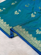 Sea Blue Shade Handwoven Kataan Silk Saree