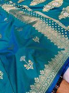 Sea Blue Shade Handwoven Kataan Silk Saree