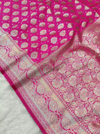 Rani Pink Shade Handwoven Paper Kataan Silk Banarasi